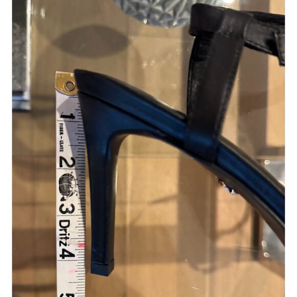 Cecelia New York Birdie Heels Sz 8.5 Black Gold Studded Peep-Toe Ankle Strap - Picture 10 of 13